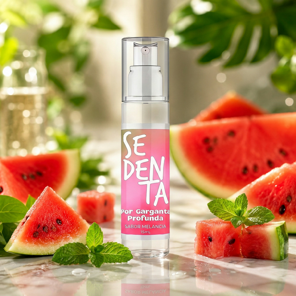 Spray Bucal Garganta Profunda Comest�vel Sedenta Sabor Melancia 15ml | Frasco em detalhe