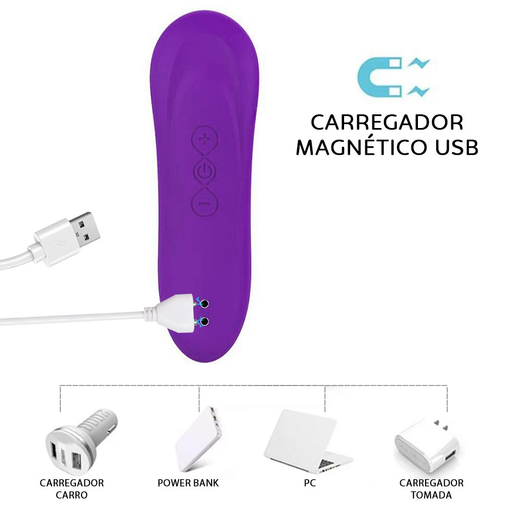 Pulsador de Clit�ris Recarreg�vel em Silicone Toque Aveludado com 10 Pulsa��es Roxo | Foto 05