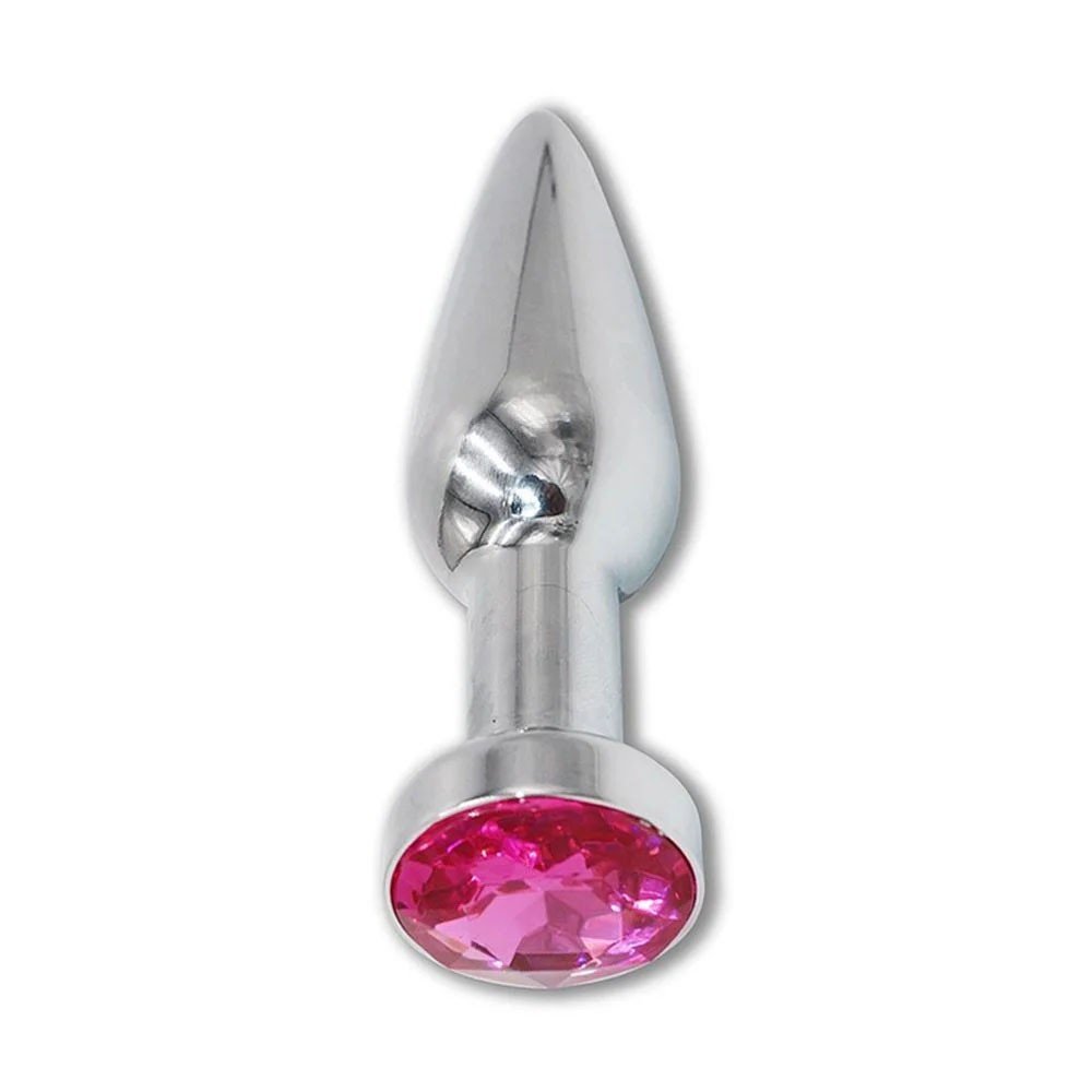 Plug Anal Joia em A�o Inox Tamanho P com Cristal Pink e Formato C�nico Progressivo de 11 x 2,8cm | Foto 05