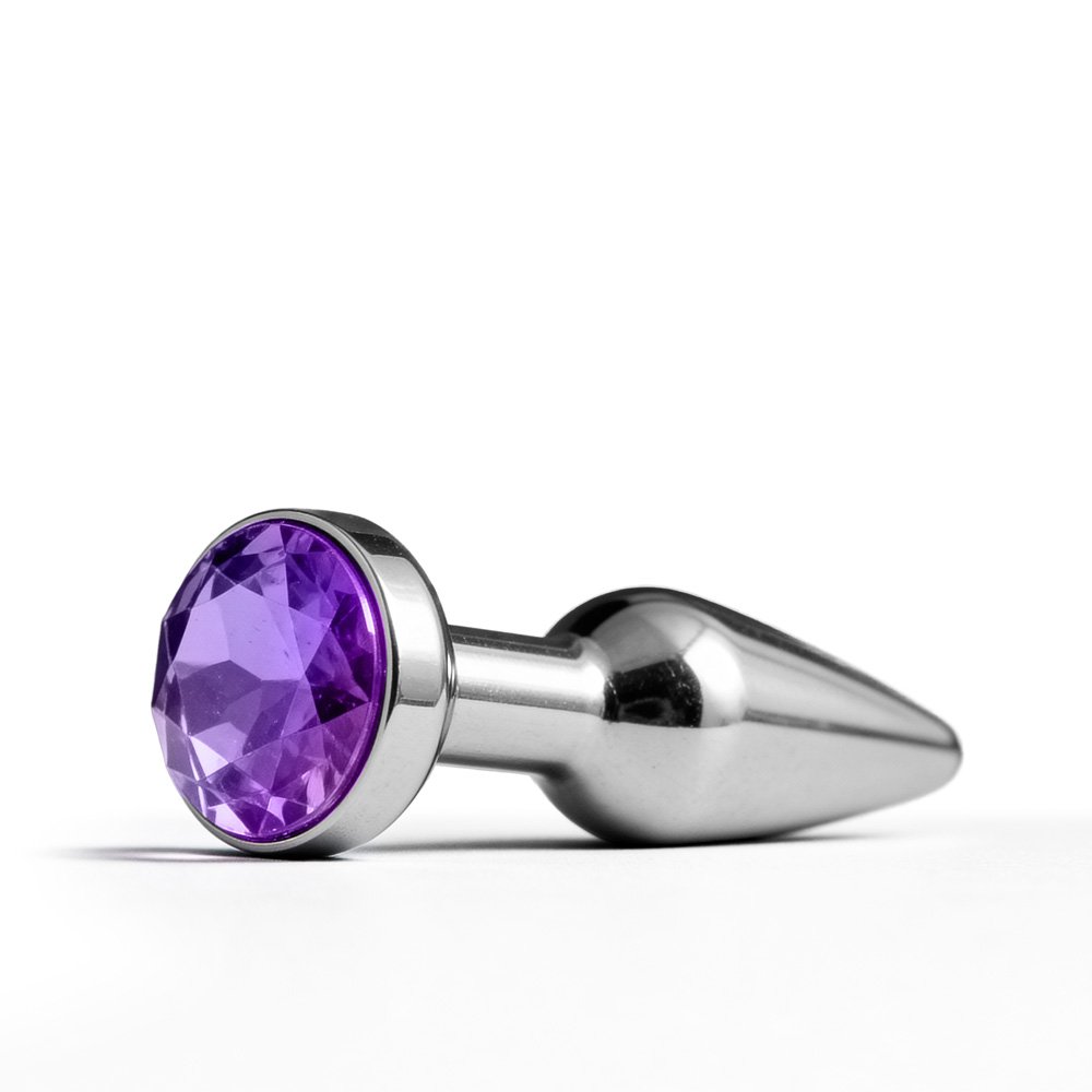 Plug Anal Joia em A�o Inox Tamanho P com Cristal Roxo e Formato C�nico Progressivo de 11 x 2,8cm | Foto 04