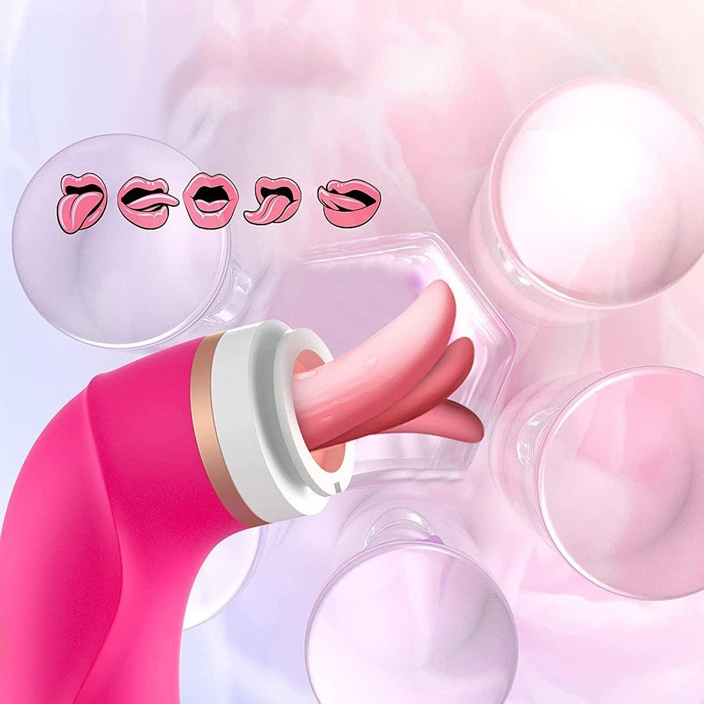 Sugador de Clit�ris Recarreg�vel em Silicone com L�ngua Estimuladora 5 Intensidades Mildred Pink | Foto 05