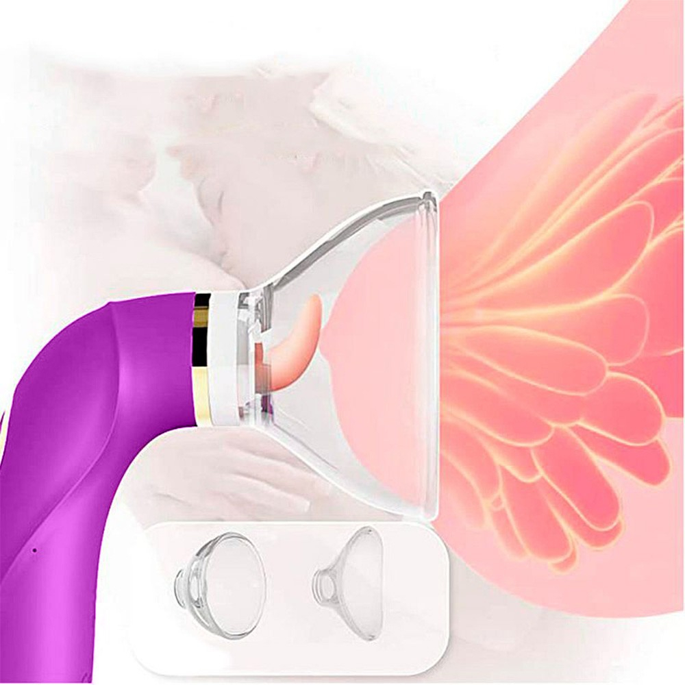 Sugador de Clit�ris Recarreg�vel em Silicone Mildred Roxo com L�ngua Estimuladora e suc��o