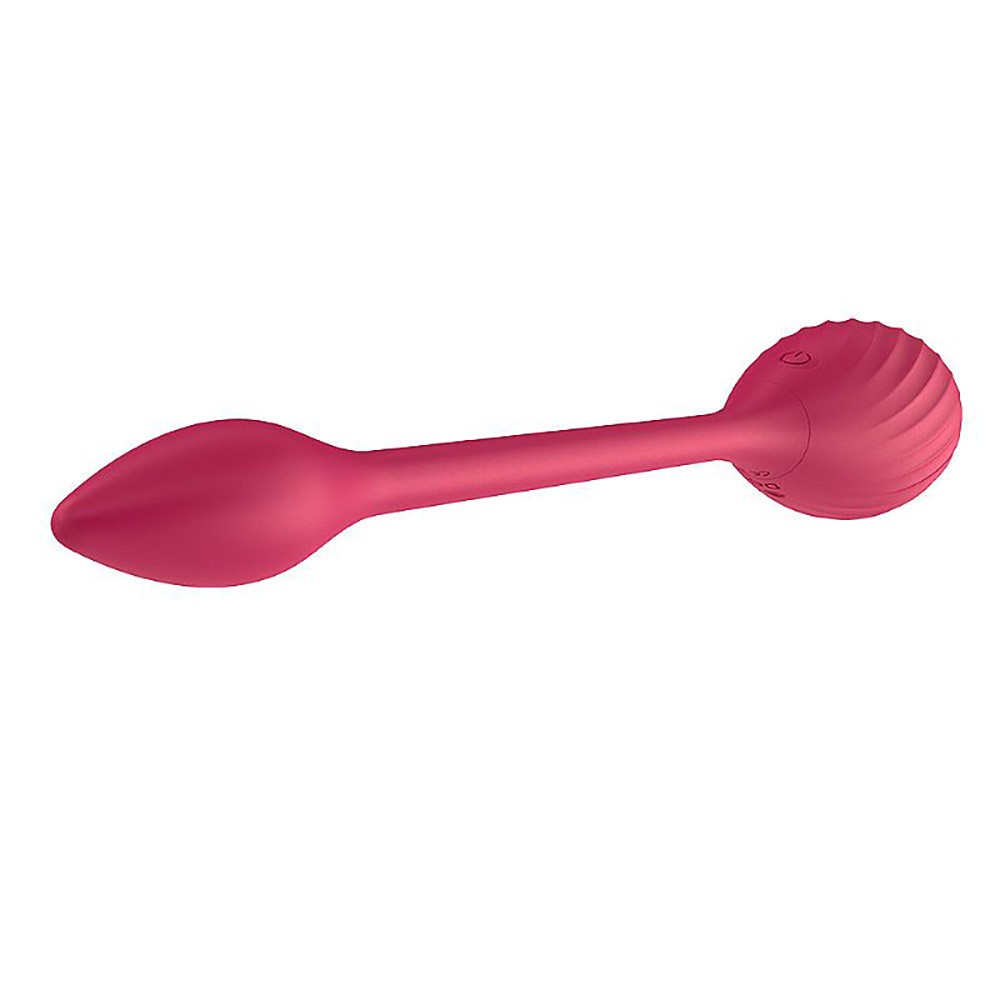 Vibrador Bullet Recarreg�vel em Silicone com 9 Vibra��es e Controle sem Fio ou Via APP Vinho em posi��o horizontal, mostrando a ponta fina e a base texturizada com bot�o de energia.