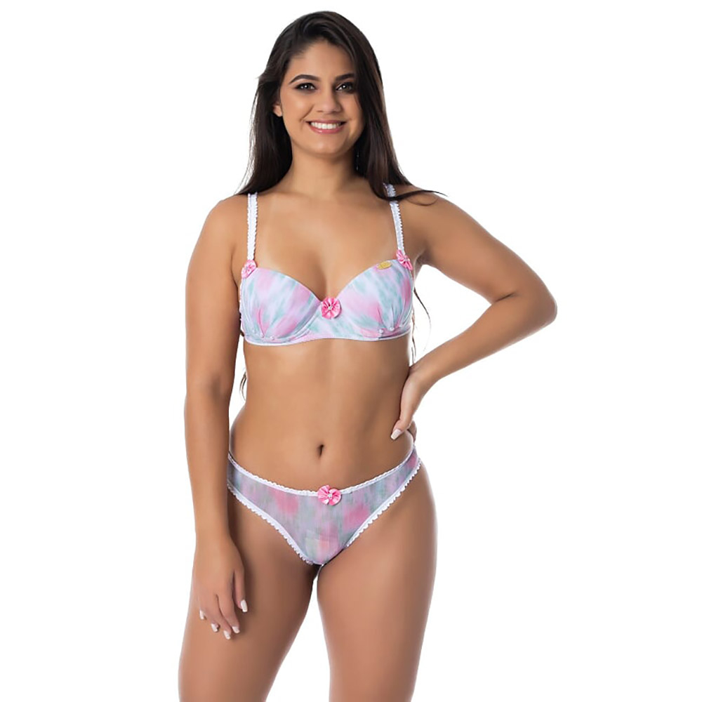 Conjunto Sensual Florence com Detalhes em P�rolas e Lacinho Tie Dye | Foto 03