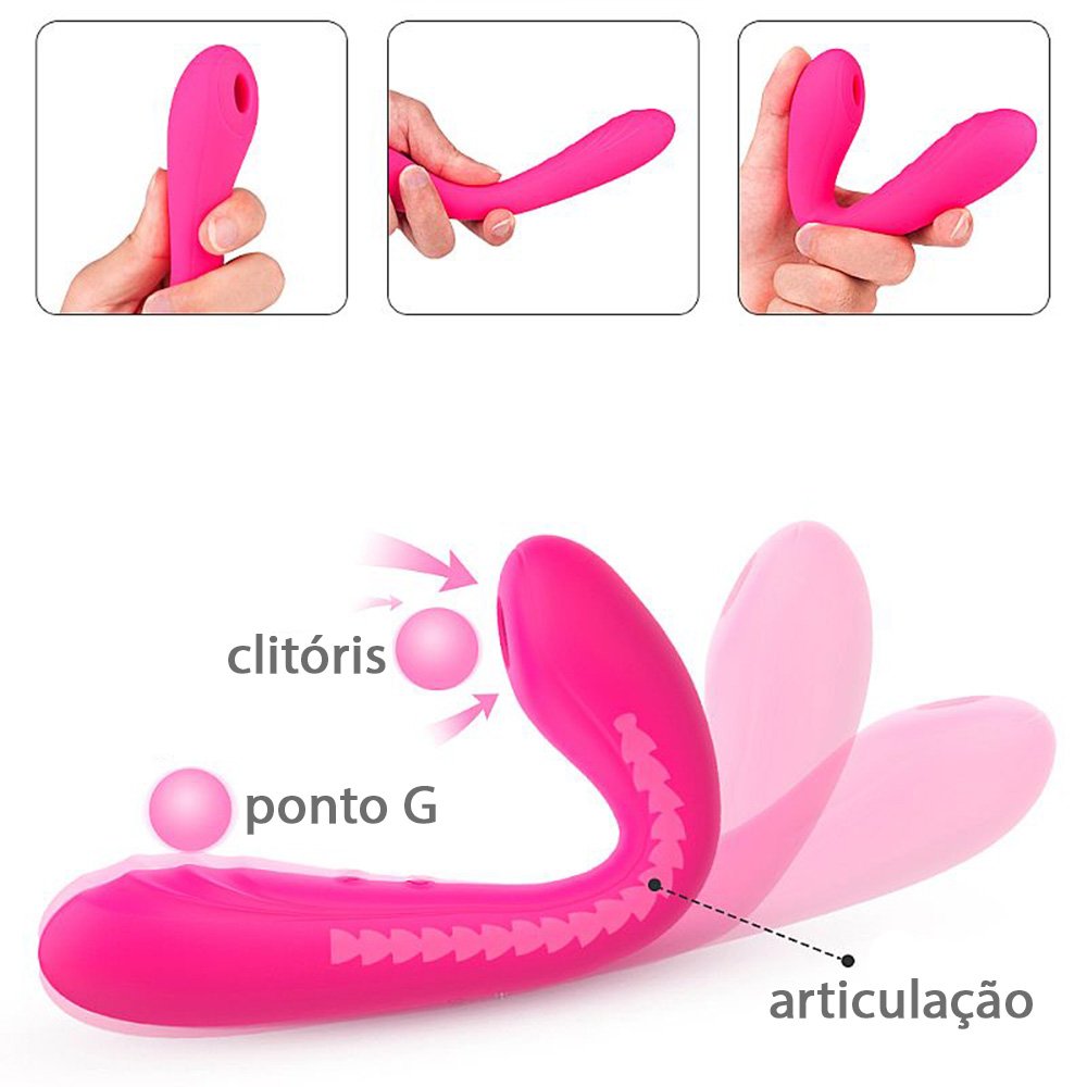 Vibrador Feminino Charming Pink em pose flex�vel, mostrando sua articula��o e sugerindo estimula��o do clit�ris e ponto G