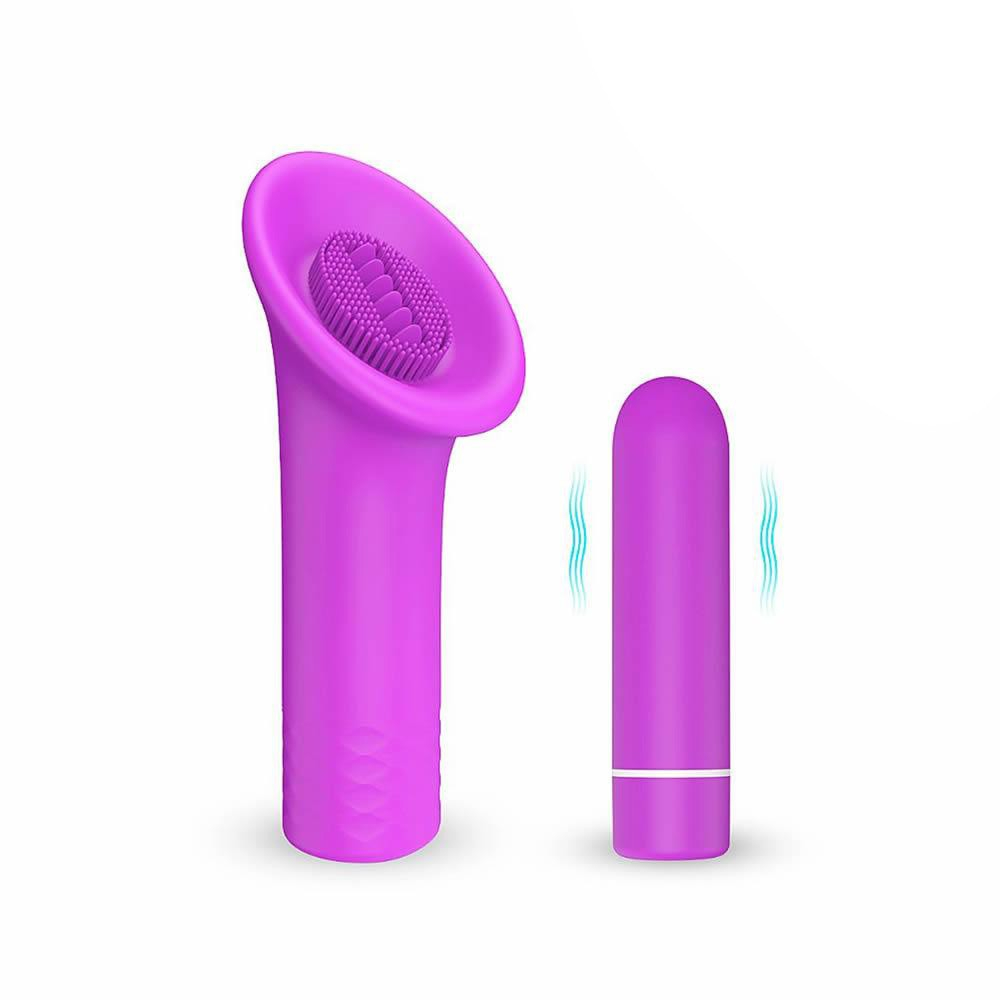Vibrador para Clit�ris Glory Roxo com bullet vibrador separado no detalhe