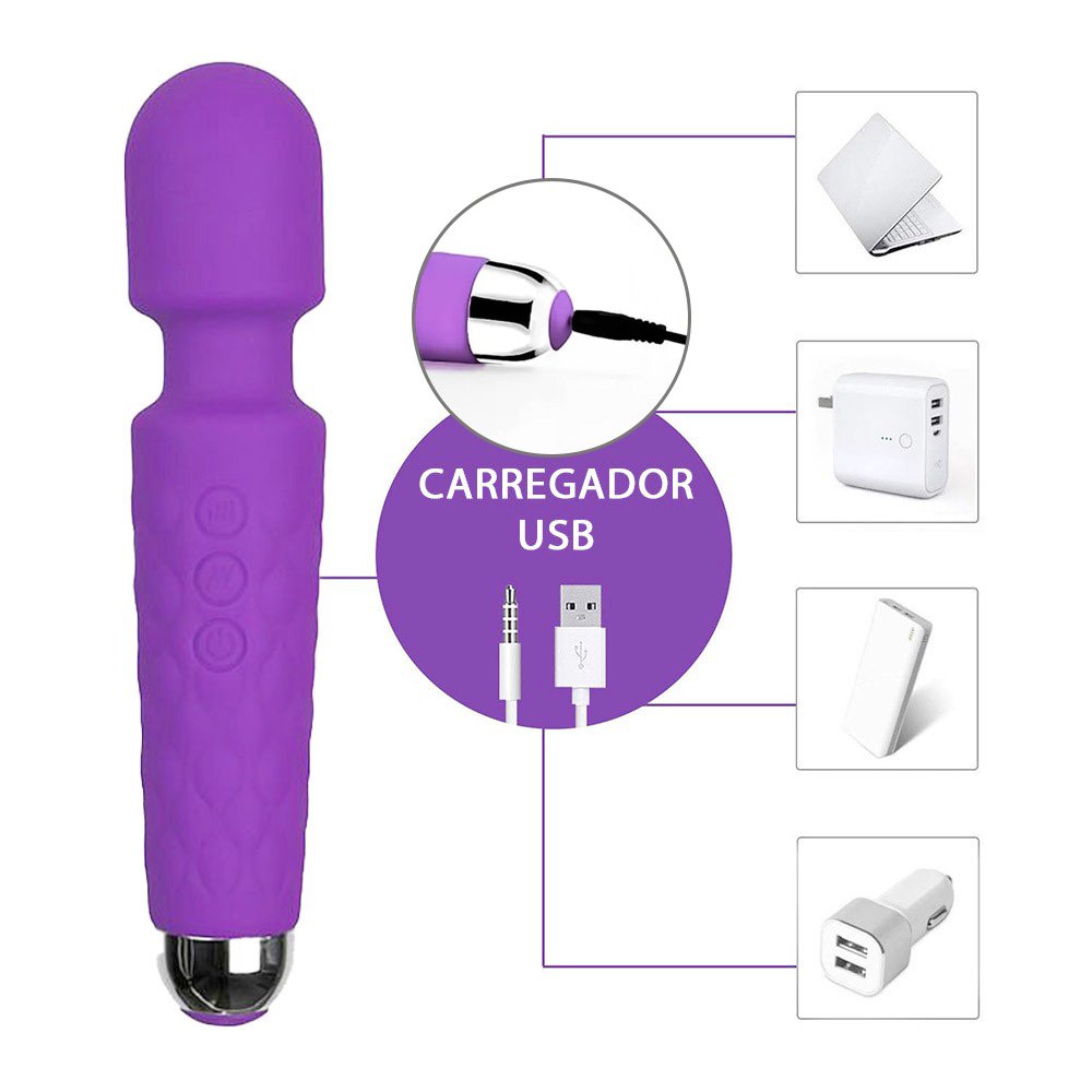 Massageador Er�tico Recarreg�vel em Silicone com 20 Vibra��es Stacy Roxo | Foto 05
