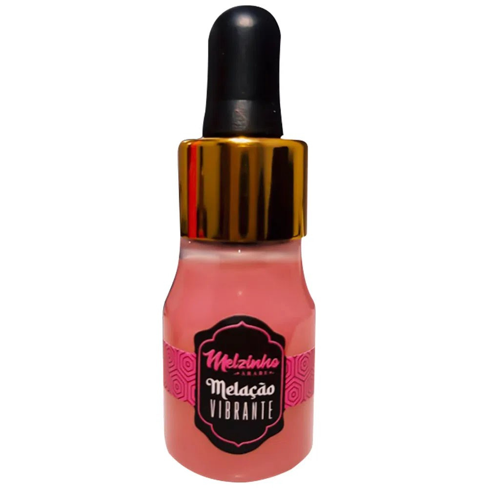 �leo para Massagem Vibrante Aroma Chiclete Melzinho �rabe 15ml, frasco com conta-gotas e r�tulo rosa e preto