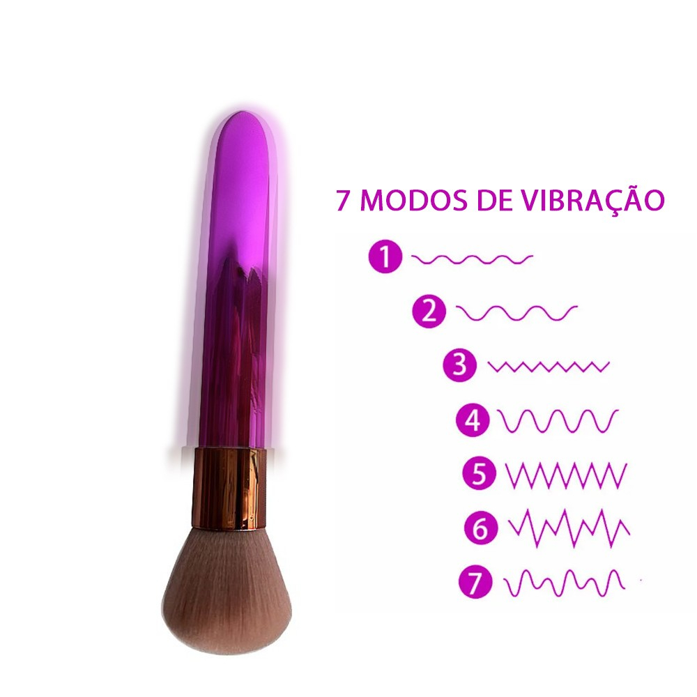 Vibrador Discreto Recarreg�vel com 10 Vibra��es Pincel de Blush (7 modos no gr�fico)