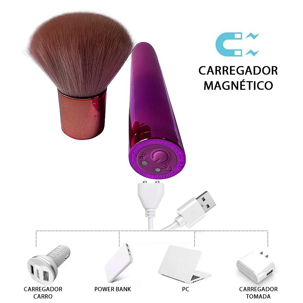 Vibrador Discreto Recarreg�vel com 10 Vibra��es 18 x 2,7cm Pincel de Blush Pink | Foto 05