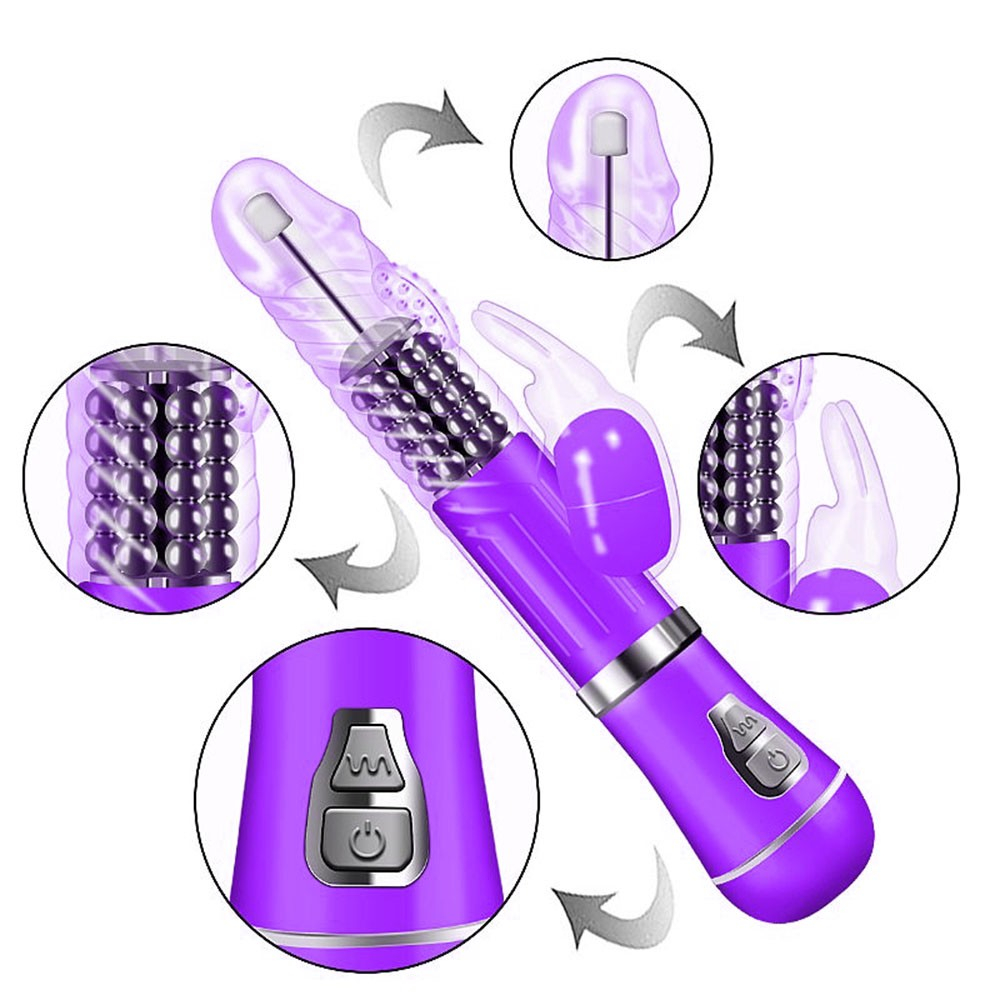 Vibrador Rabbit em Jelly 9 Vibra��es e 6 Rota��es com Estimulador de Clit�ris Coelho II Roxo | Foto 04