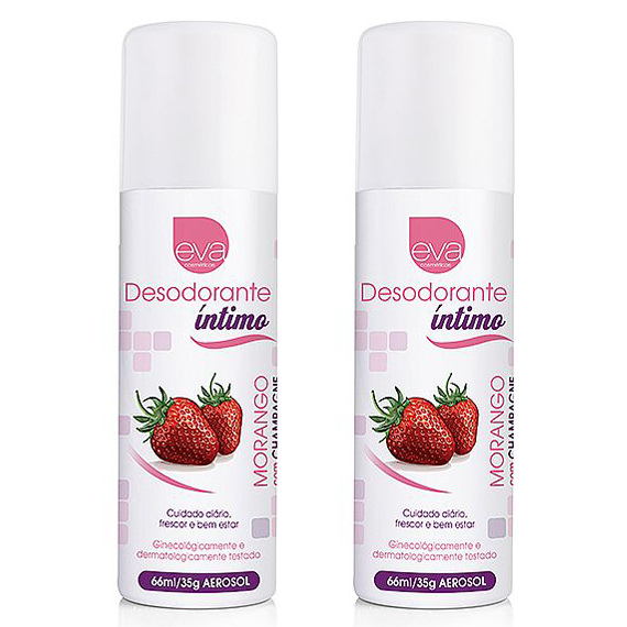 Desodorante �ntimo Aerosol Aroma Morango com Champagne 66ml - Embalagem Dupla
