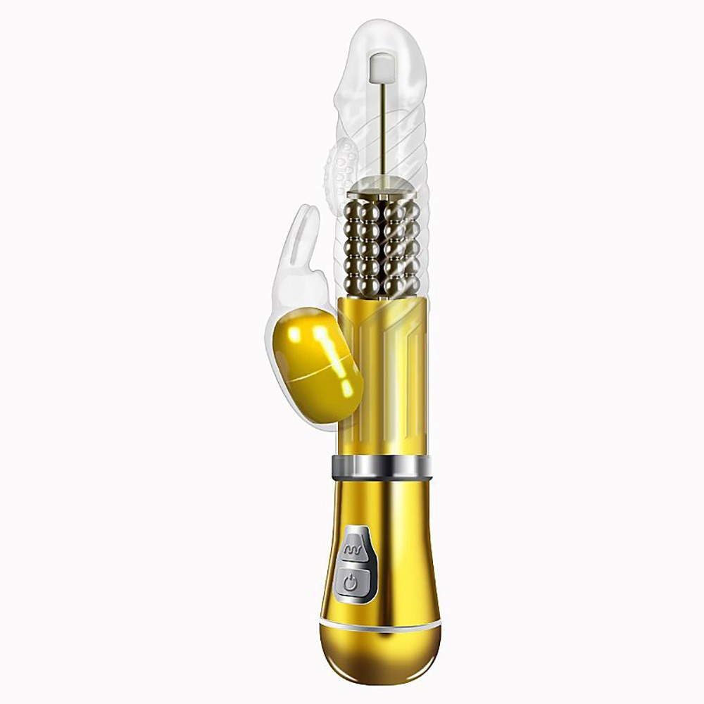 Vibrador Rabbit em Jelly Coelho II Dourado com 9 Vibra��es, 6 Rota��es 360 graus e Estimulador de Clit�ris