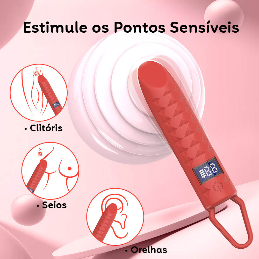 Vibrador Bullet Recarreg�vel em Silicone com 10 Vibra��es e Visor LED Vermelho | Foto 04