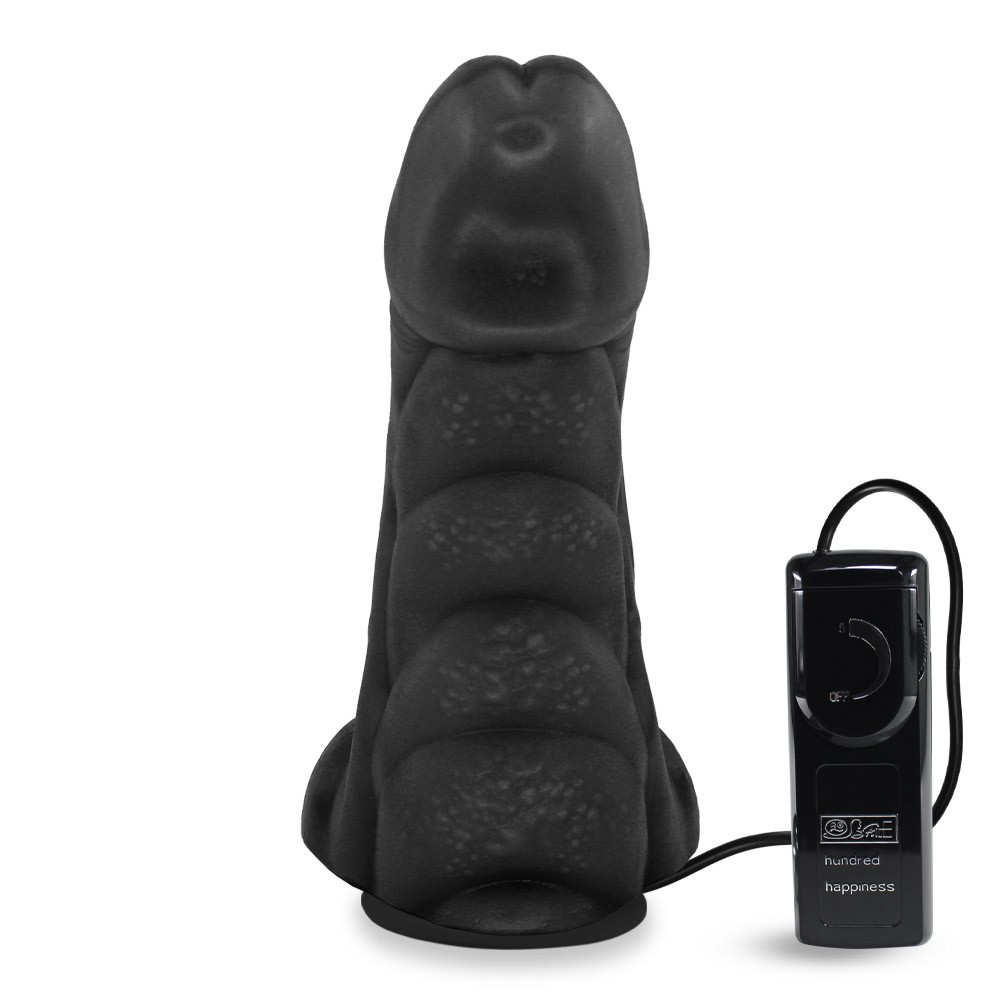 P�nis Flex�vel com Textura Massageadora e Escroto, Ventosa e Vibro Gator em detalhe