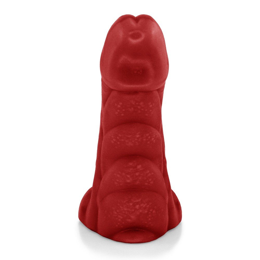 P�nis Flex�vel com Textura Massageadora e Escroto Gator em vista frontal, destacando a textura e o design alongado.