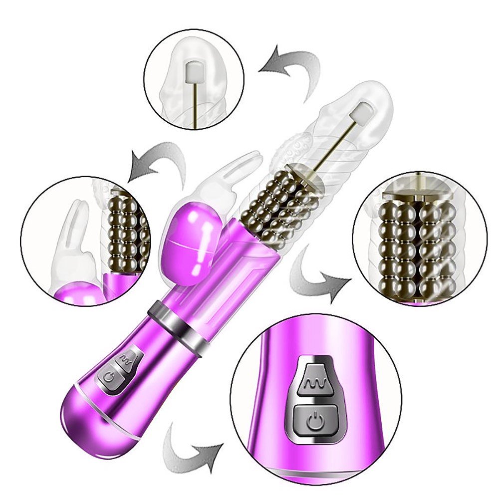 Vibrador Rabbit em Jelly 9 Vibra��es 6 Rota��es com Estimulador de Clit�ris Coelho II Roxo Met�lico | Foto 05
