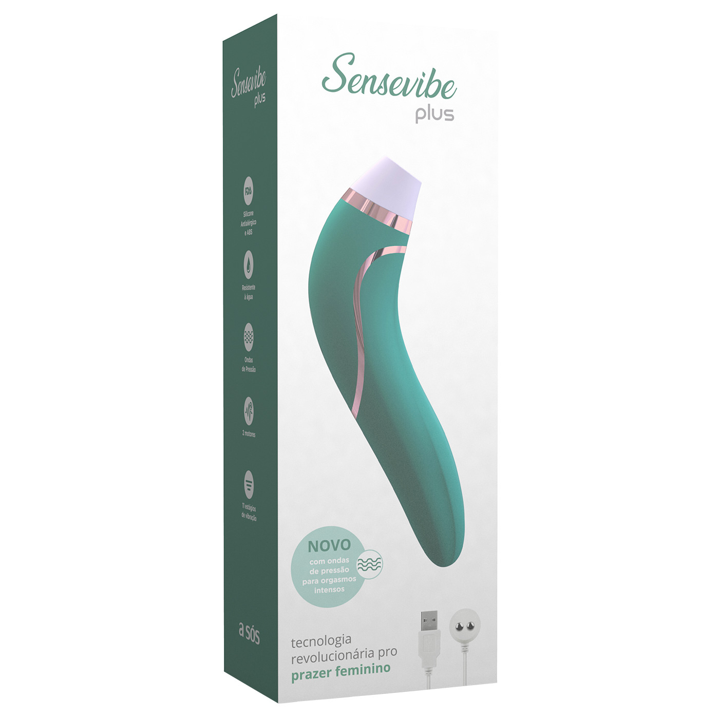Vibrador para Clit�ris Plus em Silicone Recarreg�vel com 11 Vibra��es, com USB Cyan | Foto 04