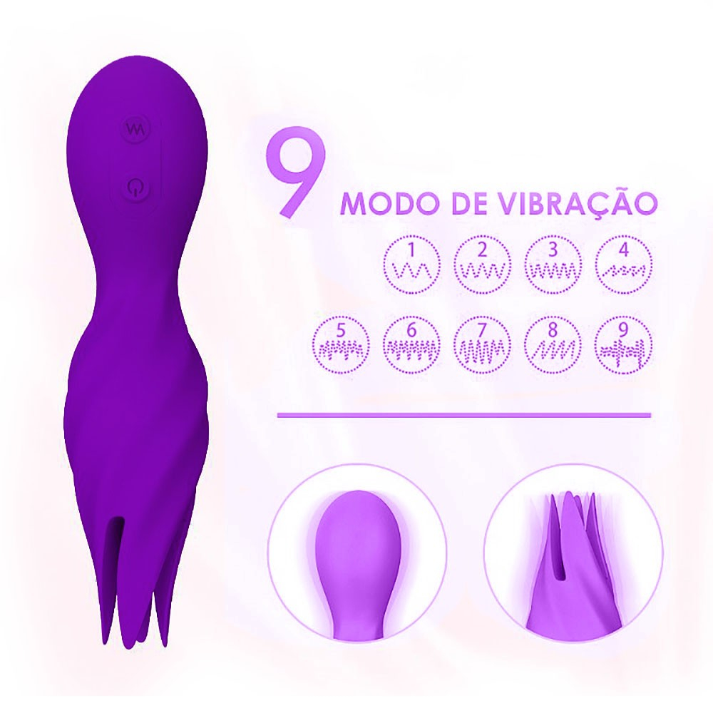 Estimulador para Clit�ris em Silicone com 9 Vibra��es Recarreg�vel Jack Roxo | Foto 04