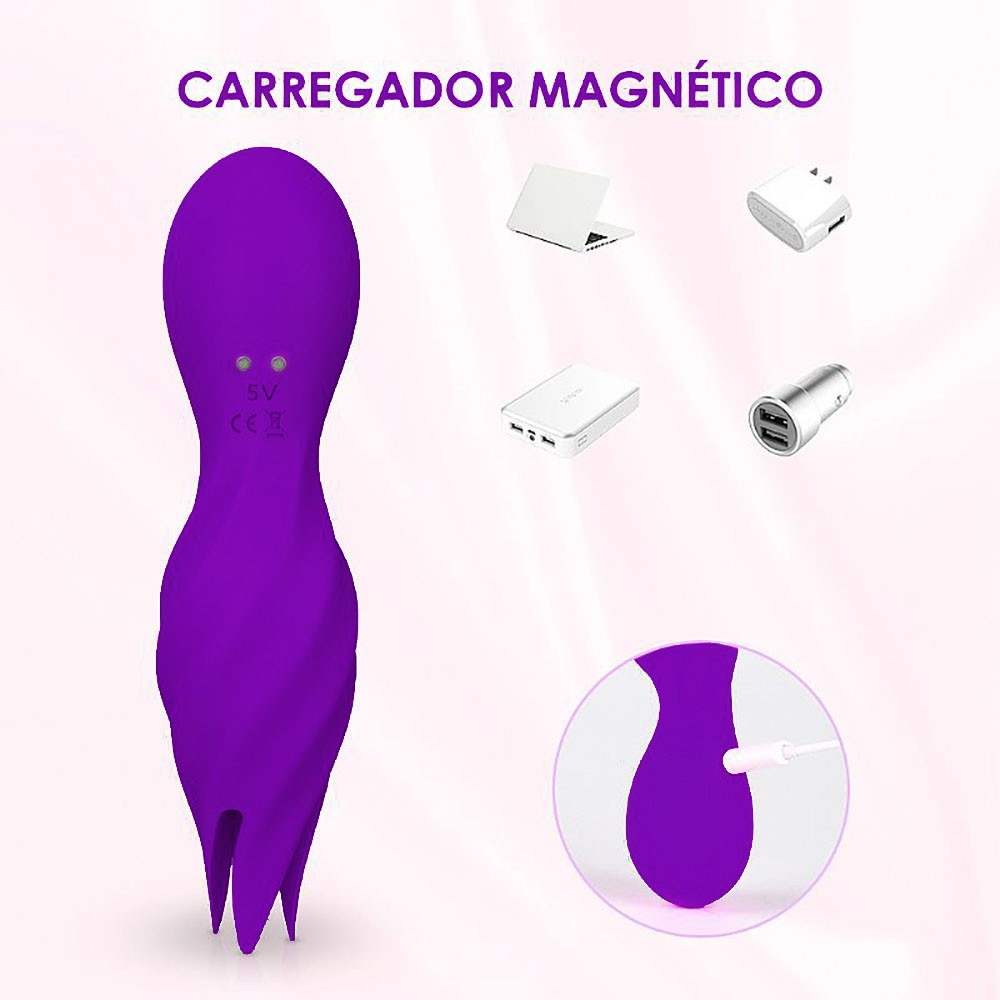 Estimulador para Clit�ris em Silicone com 9 Vibra��es Recarreg�vel Jack Roxo | Foto 05
