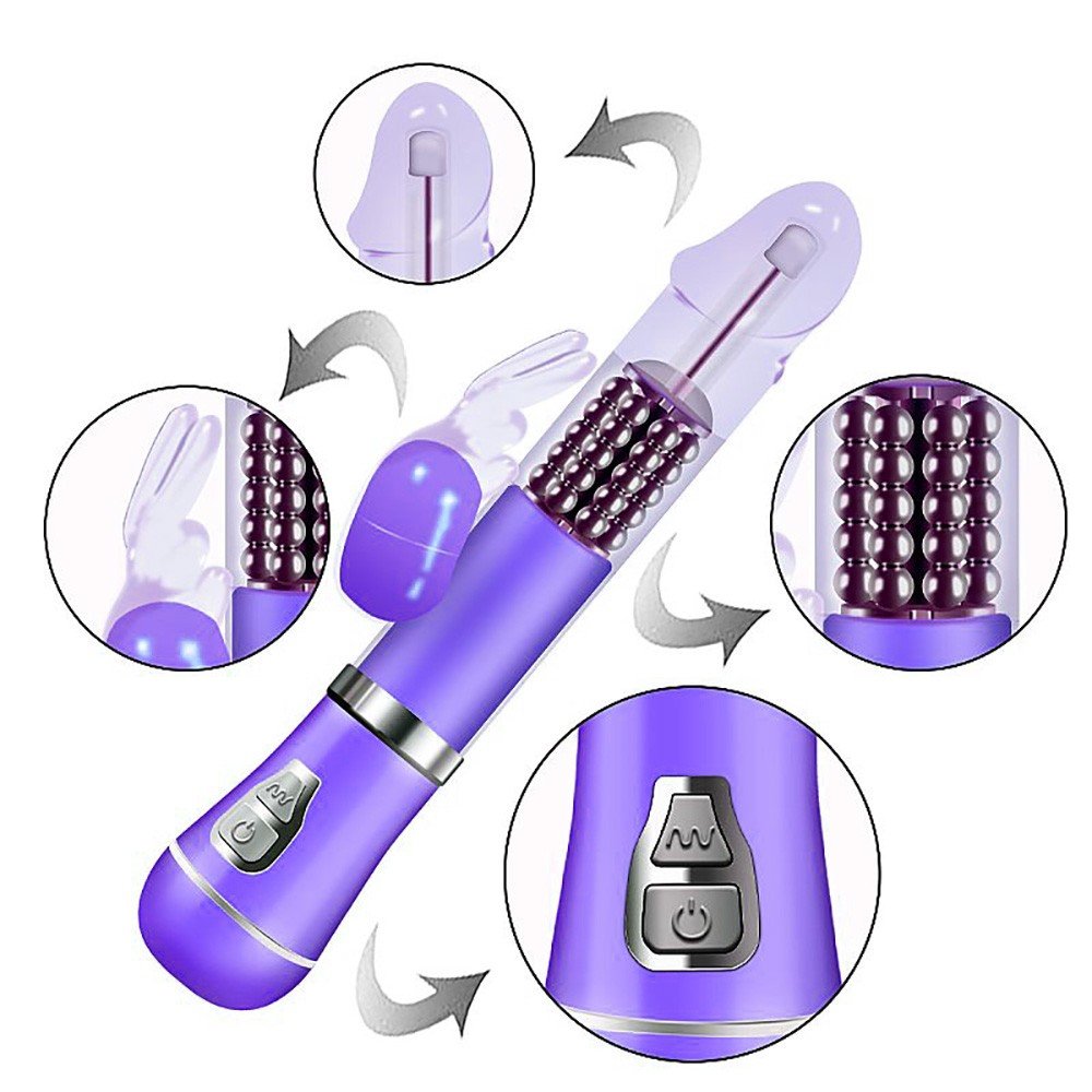 Vibrador Rabbit em Jelly 9 Vibra��es e 6 Rota��es com Estimulador de Clit�ris Coelho I Roxo | Foto 05