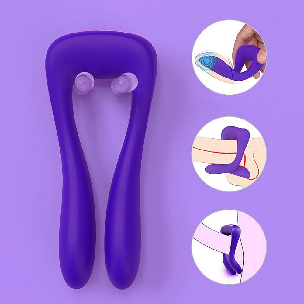 Vibrador Duplo em Silicone Vanessa Roxo - Detalhe das hastes flex�veis e design ergon�mico