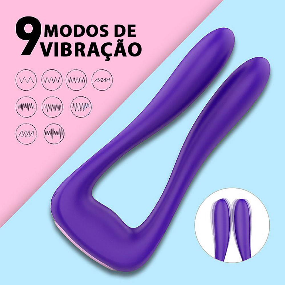 Vibrador Duplo em Silicone com 9 Vibra��es Recarreg�vel Vanessa Roxo | Foto 04