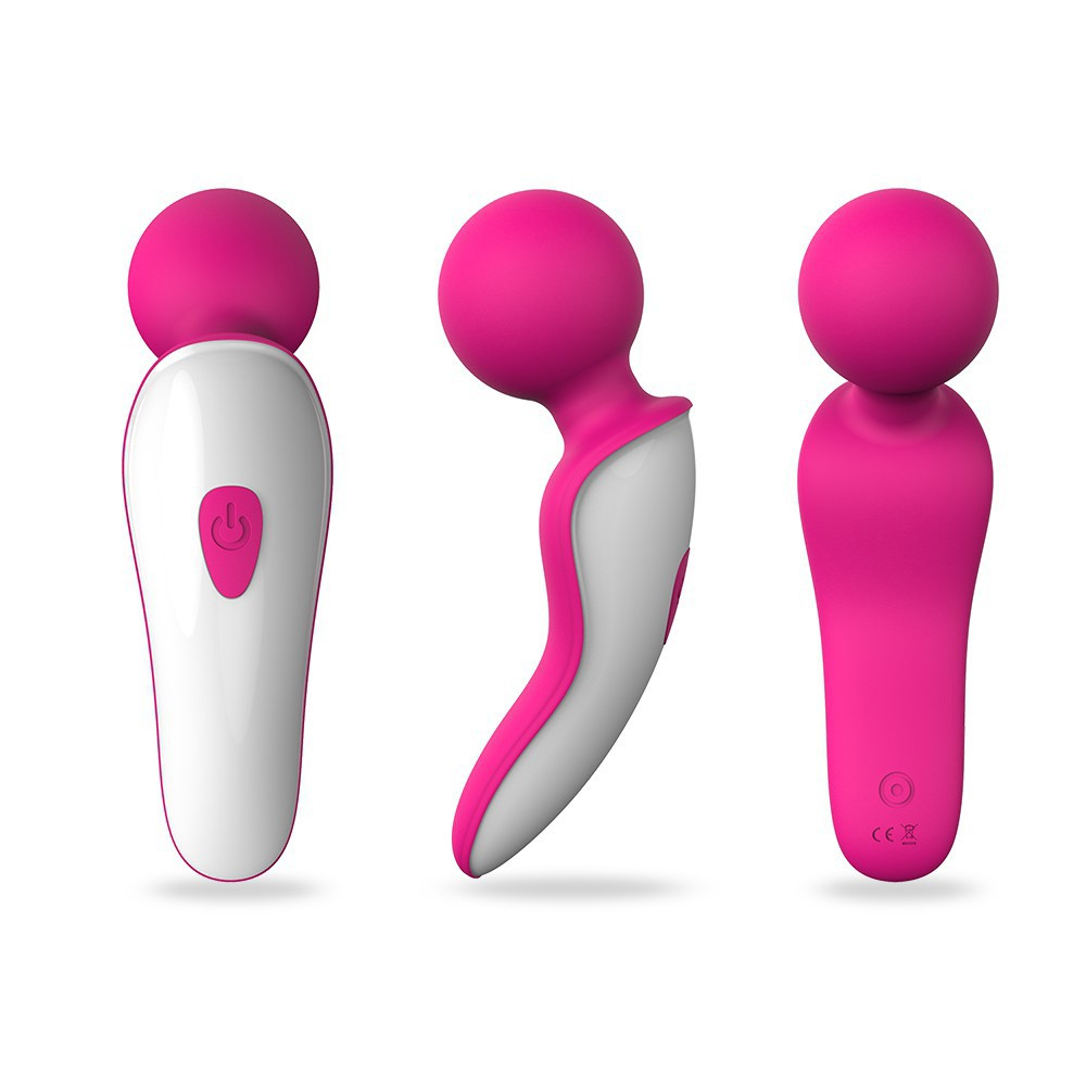Massageador Er�tico Eve Pink S-Hande com 9 vibra��es, vis�o de lado e frontal com os contornos
