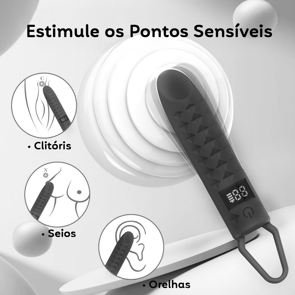 Vibrador Bullet Recarreg�vel em Silicone com 10 Vibra��es e Visor LED Preto | Foto 04