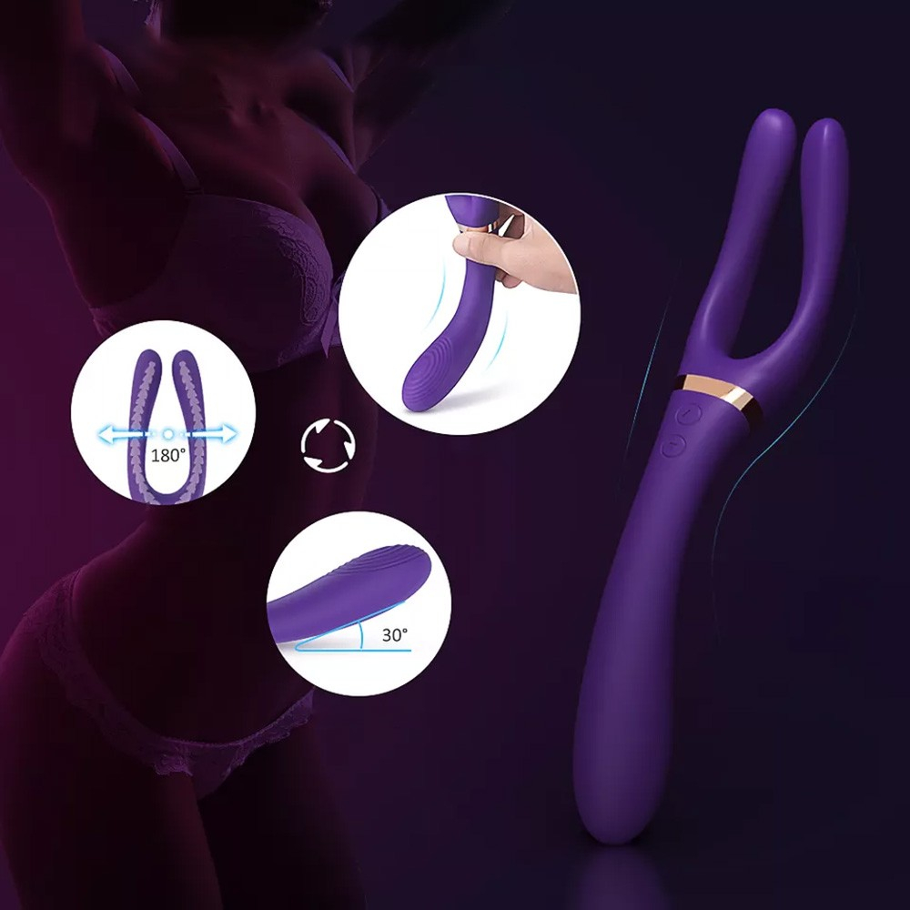 Vibrador Masculino em Silicone Recarreg�vel com 9 Vibra��es Roxo | Foto 04