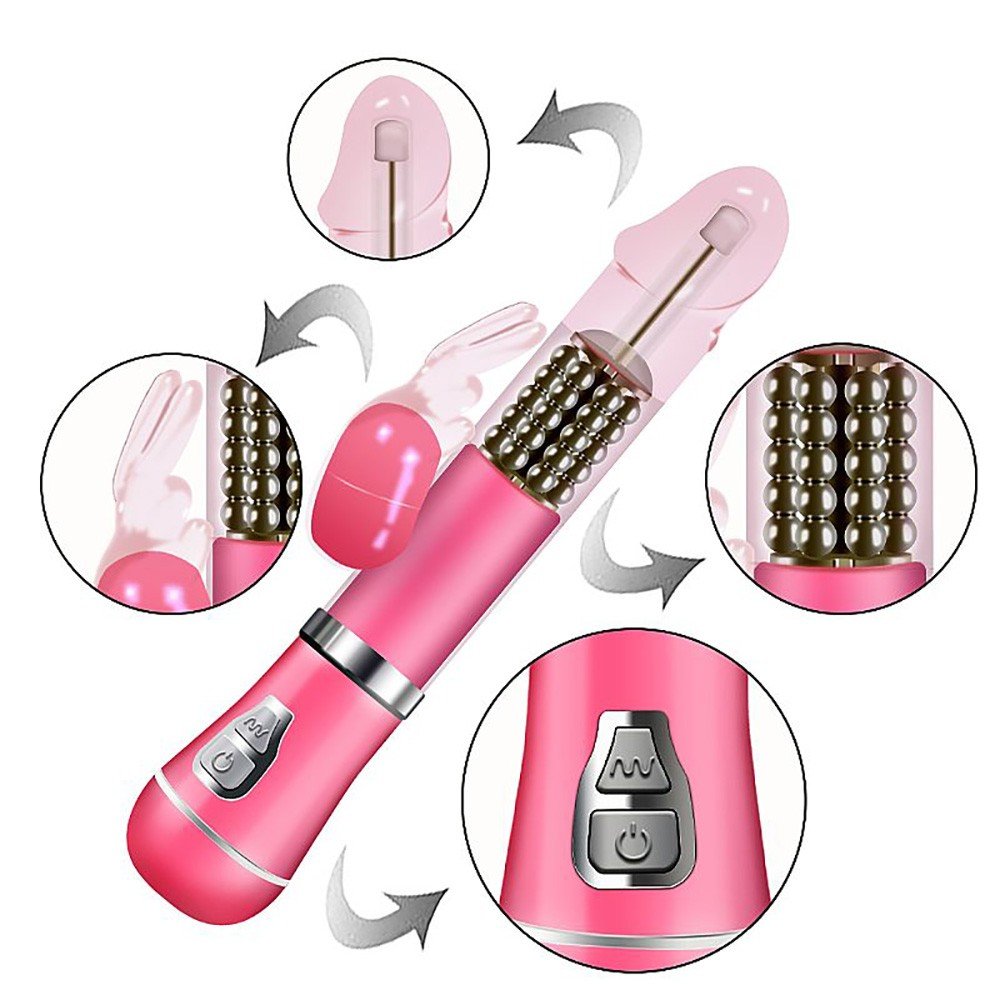 Vibrador Rabbit em Jelly 9 Vibra��es e 6 Rota��es com Estimulador de Clit�ris Coelho I Rosa | Foto 05