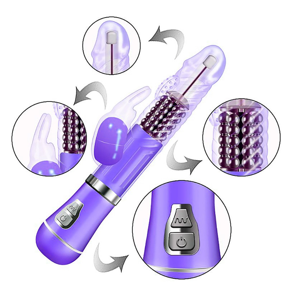 Vibrador Rabbit Recarreg�vel com 9 Vibra��es, 6 Rota��es com Estimulador de Clit�ris Coelho II Roxo | Foto 04