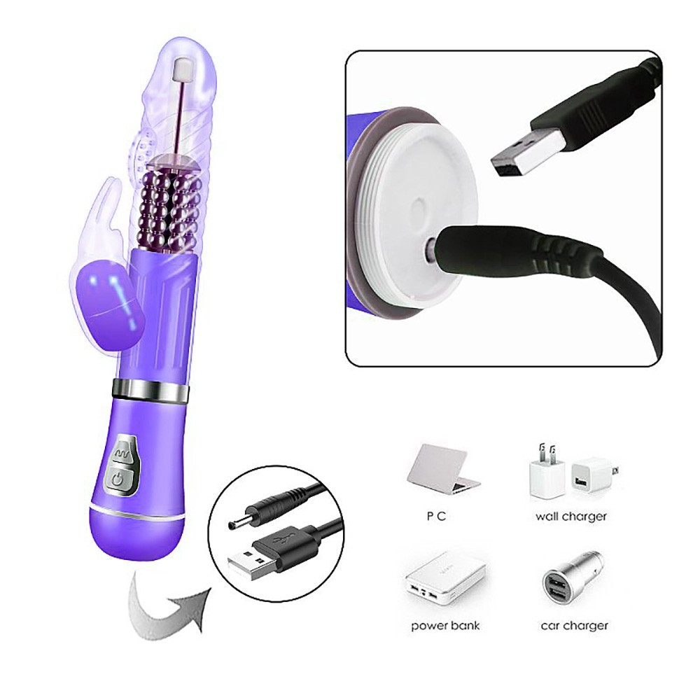 Vibrador Rabbit Recarreg�vel com 9 Vibra��es, 6 Rota��es com Estimulador de Clit�ris Coelho II Roxo | Foto 05