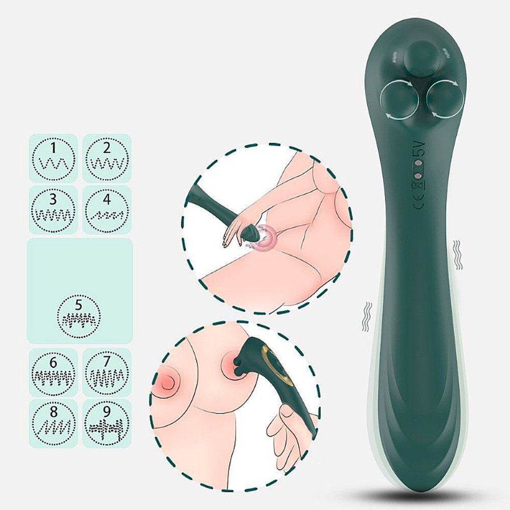 Vibrador Feminino Recarreg�vel em Silicone com 9 Vibra��es e Rota��o Angel's Hand Verde | Foto 04