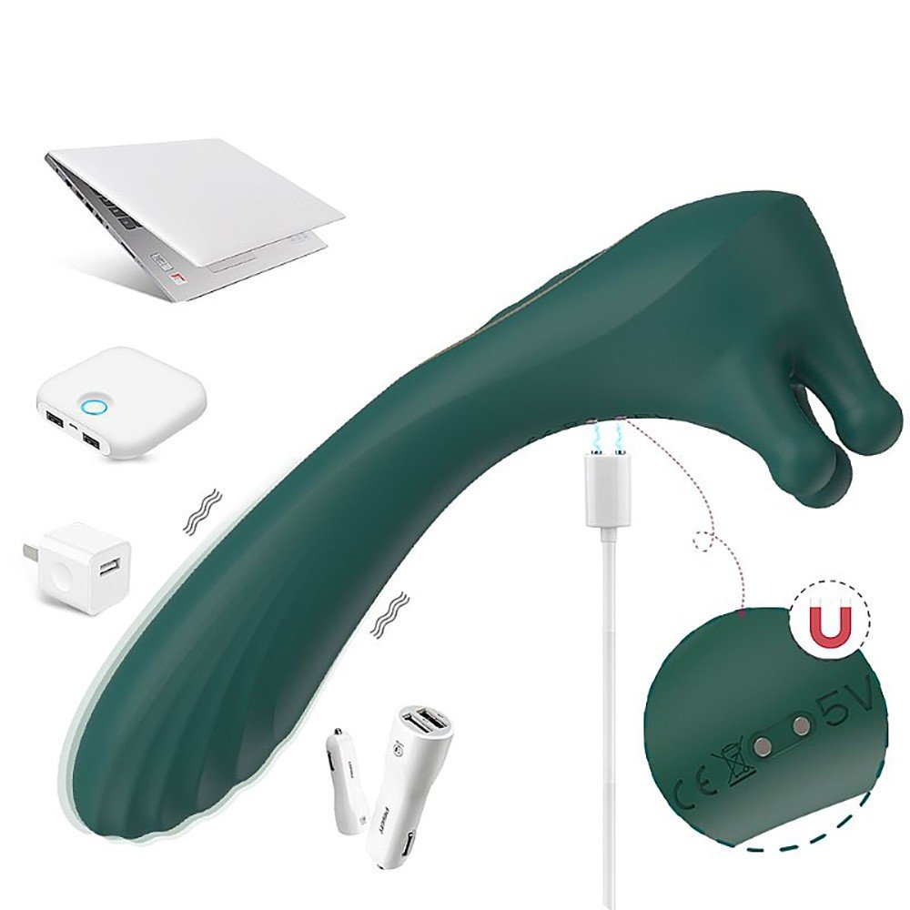 Vibrador Feminino Recarreg�vel em Silicone com 9 Vibra��es e Rota��o Angel's Hand Verde | Foto 05