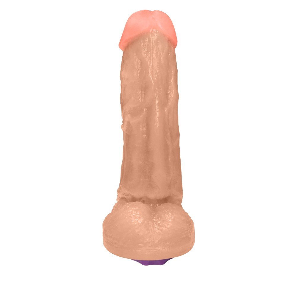 P�nis Real�stico com Escroto e Vibrador 10 Velocidades Recarreg�vel King 19 x 5cm Bege - Foto 03