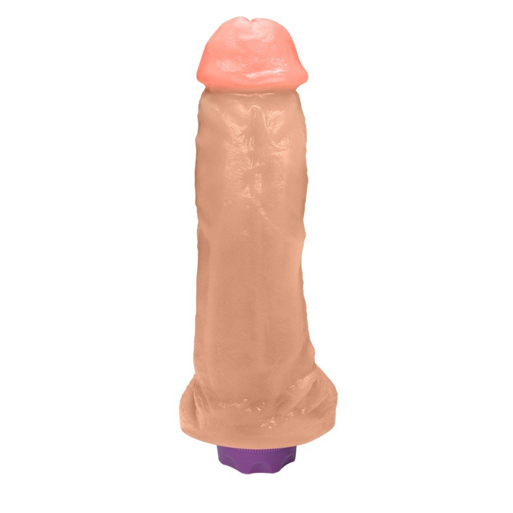P�nis Real�stico com Escroto e Vibrador 10 Velocidades Recarreg�vel King 19 x 5cm Bege - Foto 04