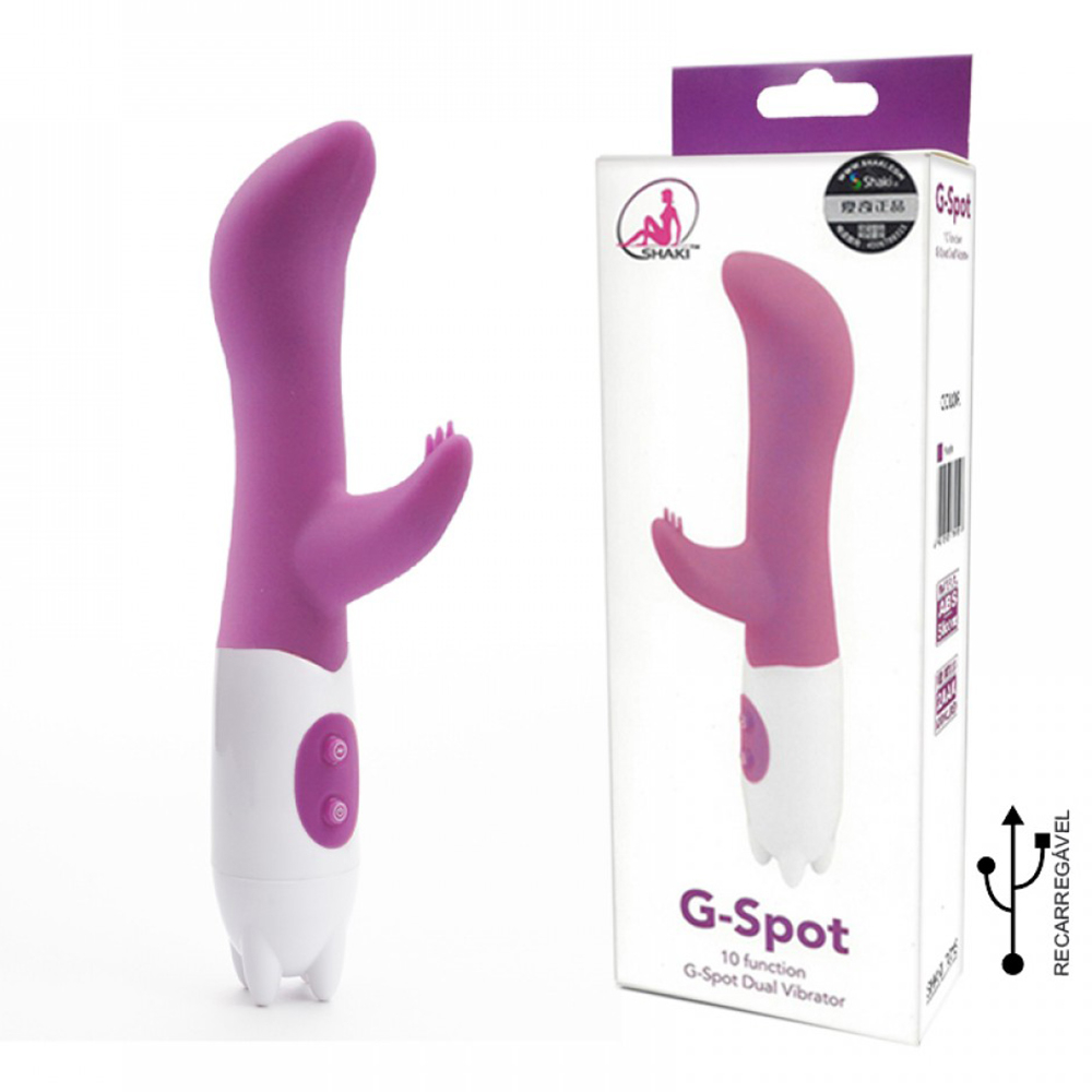 Vibrador Duplo, Estimulador com Cerdas, Recarreg�vel 10 Vibra��es Pink | Vibrador Duplo com cerdas Pink