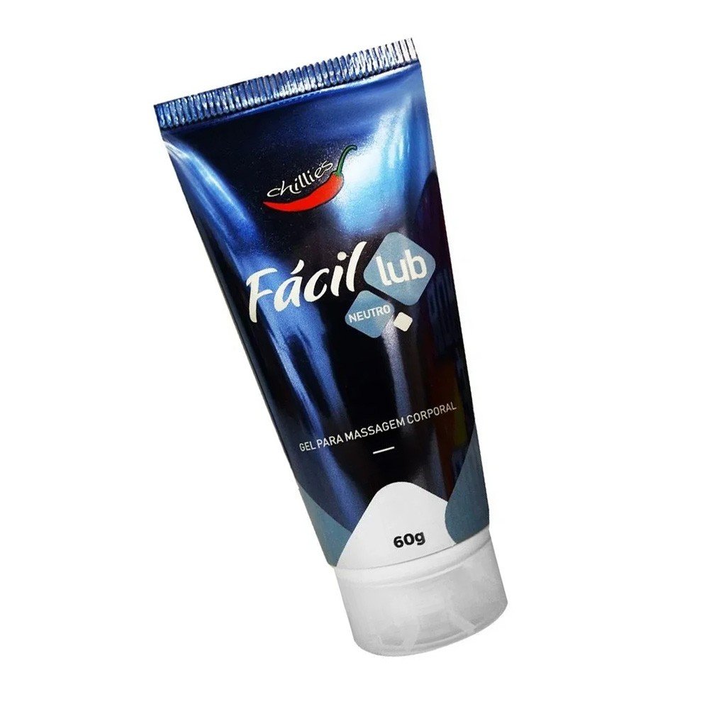 Gel Lubrificante Neutro F�cil Lub 60g em embalagem, com foco no nome do produto e suas caracter�sticas de ser neutro e para massagem corporal.