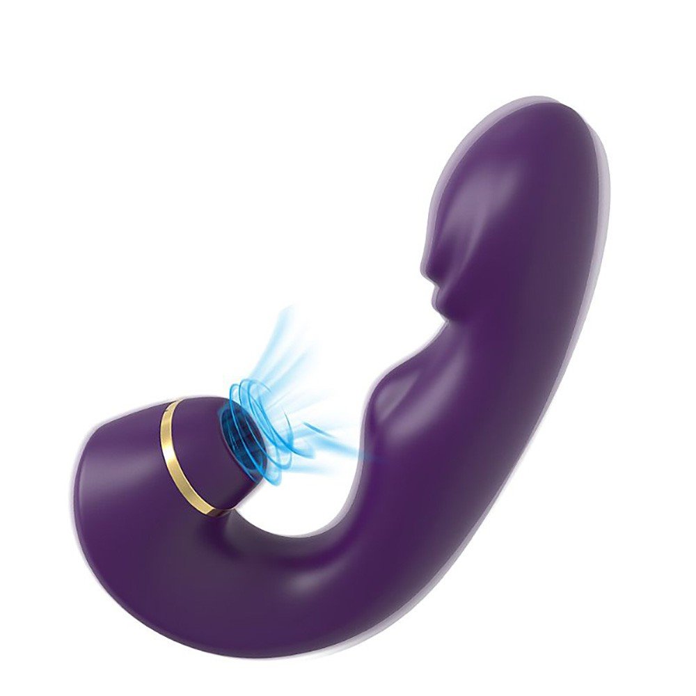 Vibrador Duplo em Silicone Recarregavel com 5 Pulsacoes, 10 Vibracoes e 5 Frequencias Oiga Roxo - Visao lateral mostrando o design ergonomico