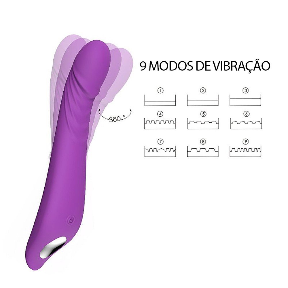 Vibrador Feminino em Silicone Recarreg�vel com 9 Vibbra��es Ares Roxo | Foto 04
