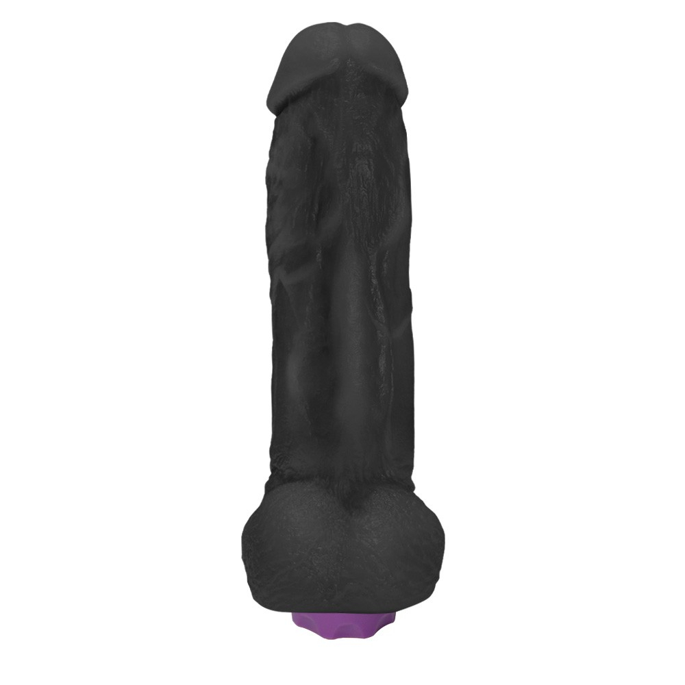 P�nis Real�stico com Escroto e Vibrador 10 Velocidades Recarreg�vel King Kong 22 x 5,5cm Preto | Foto 04