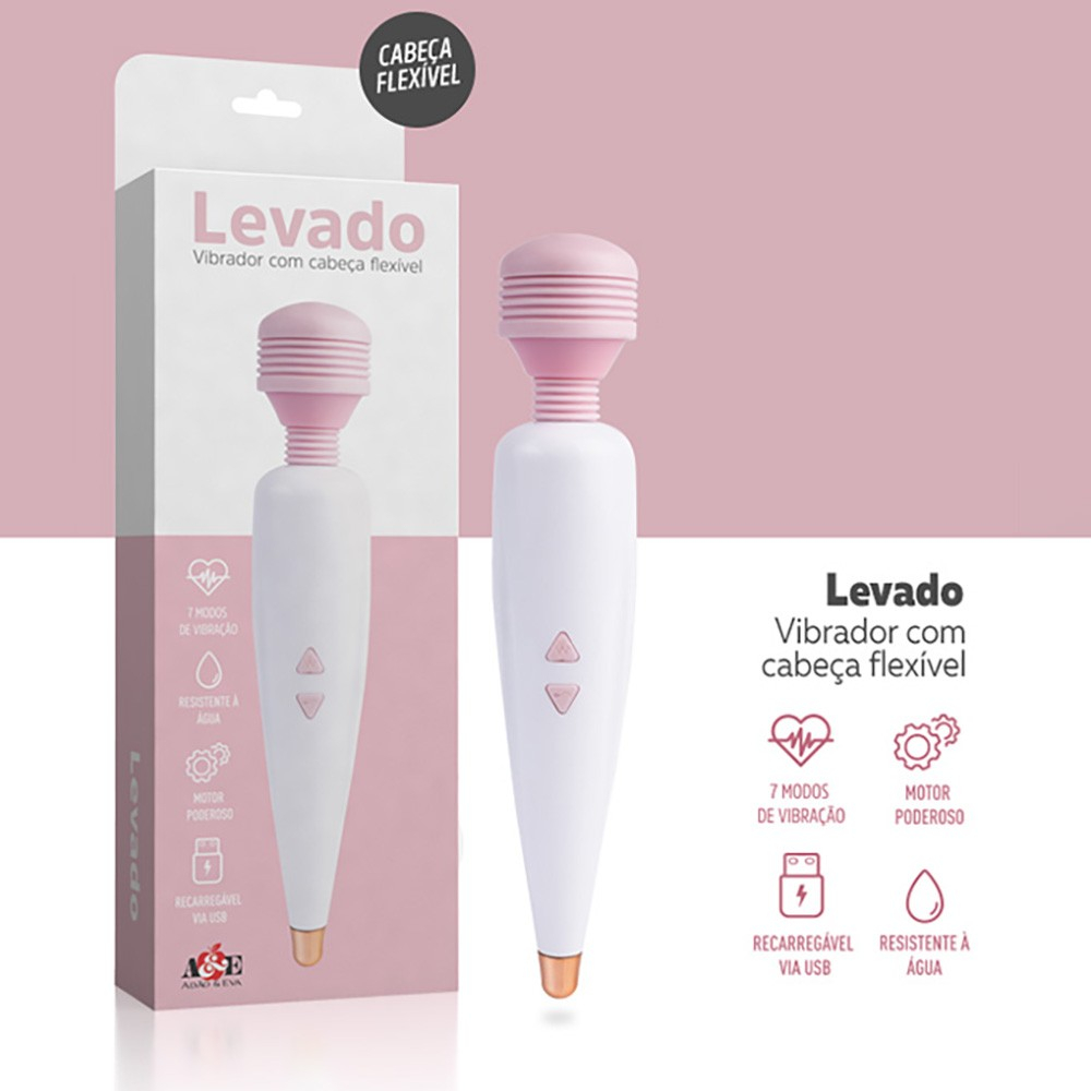 Massageador Er�tico Recarreg�vel com Cabe�a Flex�vel e 7 Vibra��es Levado Branco | Foto 05