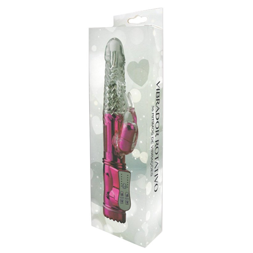 Vibrador Rabbit Rotativo com Estimulador e 36 Fun��es Pink | Foto 04