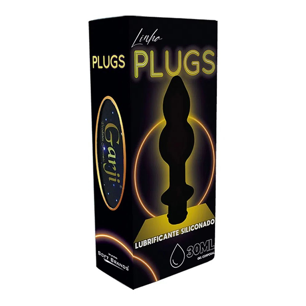 Embalagem do Gel para Sexo Anal Siliconado em Formato de Plug 30ml, com destaque para a marca Garji Cosm�tico