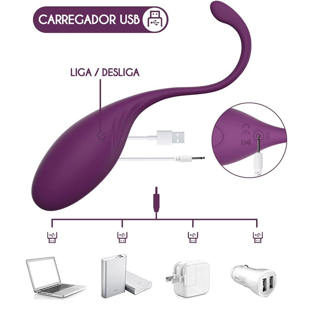 Vibrador Bullet em Silicone Recarreg�vel com Modos de 10 Vibra��o e Controle por APP Wale Roxo | Foto 04