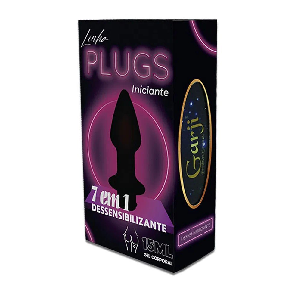 Gel para Sexo Anal Dessensibilizante Linha Plugs Iniciante 15ml Garji - embalagem e frasco