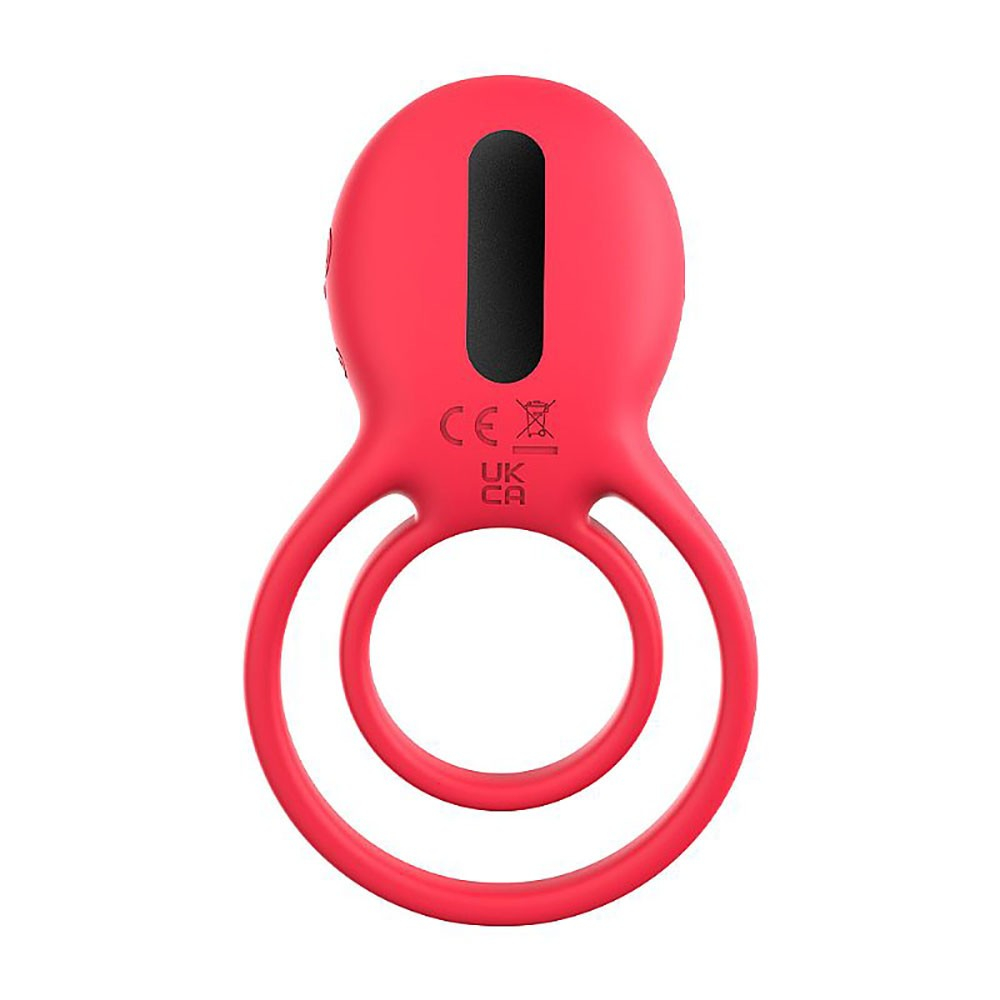 Vis�o do anel peniano e escrotal com estimulador em silicone vermelho, com a parte interna destacada