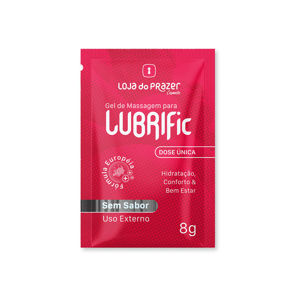 Kit Gel Lubrificante �ntimo LUBRIFic 8g Leve 4 Pague 3 - Embalagem individual do sach� com informa��es sobre a f�rmula europeia, sem sabor e uso externo