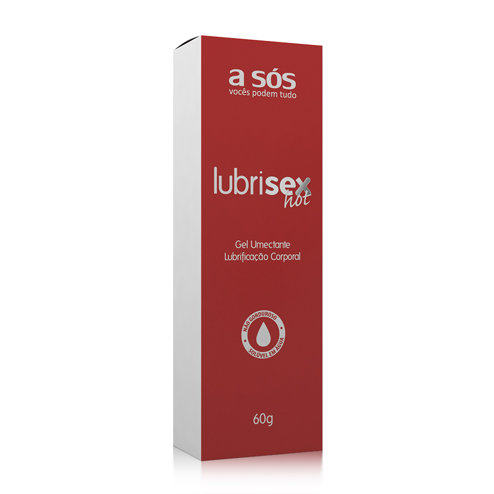 Embalagem do Lubrificante � Base de �gua Beij�vel Lubrisex Hot 60g em vista lateral